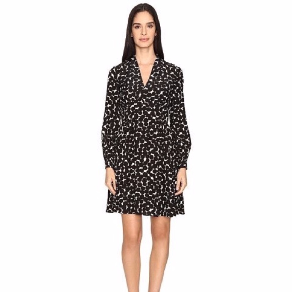 Kate Spade Blot Dot Silk Long Sleeve Dress